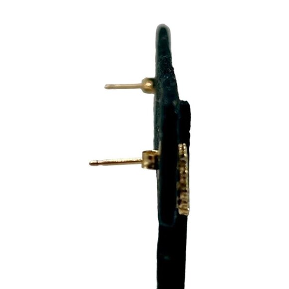 10K Gold Cubic Zirconia‎ Open Heart Post Earrings Love Sparkle Glam Date Night - Picture 3 of 5